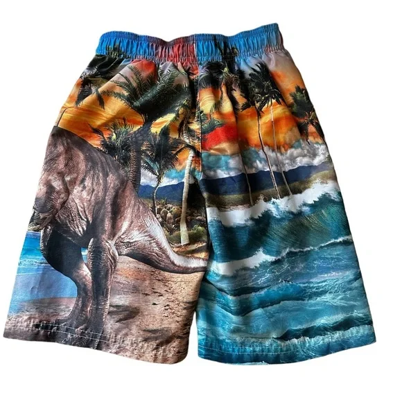 🍁 BUNDLE ONLY - 5/$15 Op T-Rex Dinosaur Swim Shorts, Beach, Pool, Boys size 6-7 - Picture 2 of 3